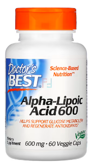 Альфа-липоевая кислота 600, Alpha-Lipoic Acid, Doctor's Best, 600 mg, 60 Veggie Caps