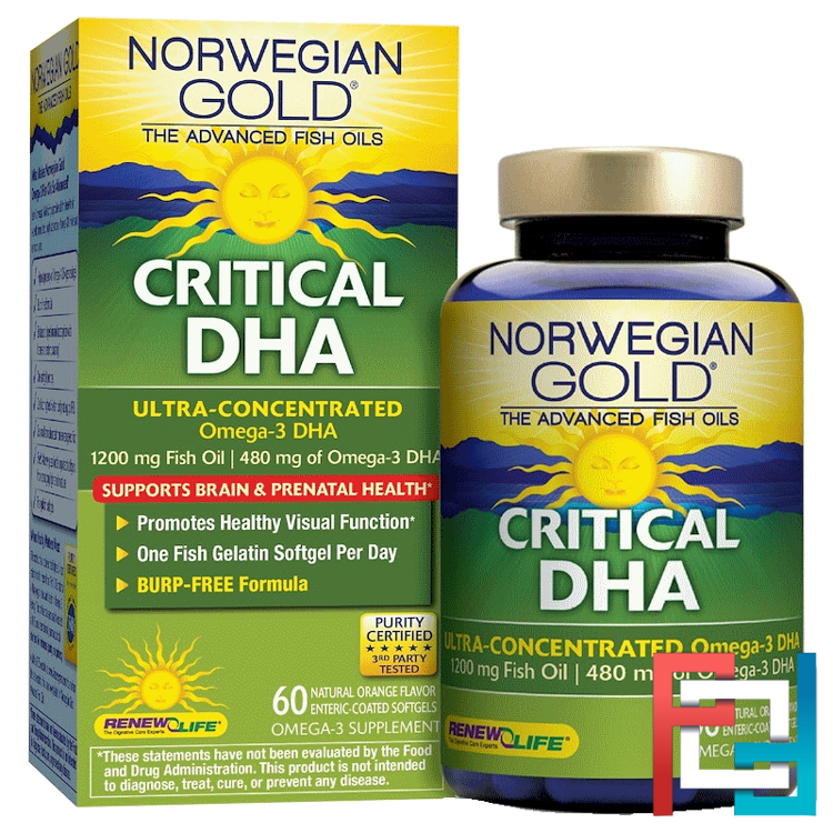 Critical DHA, Natural Orange Flavor, Renew Life, 60 Enteric-Coated Softgels