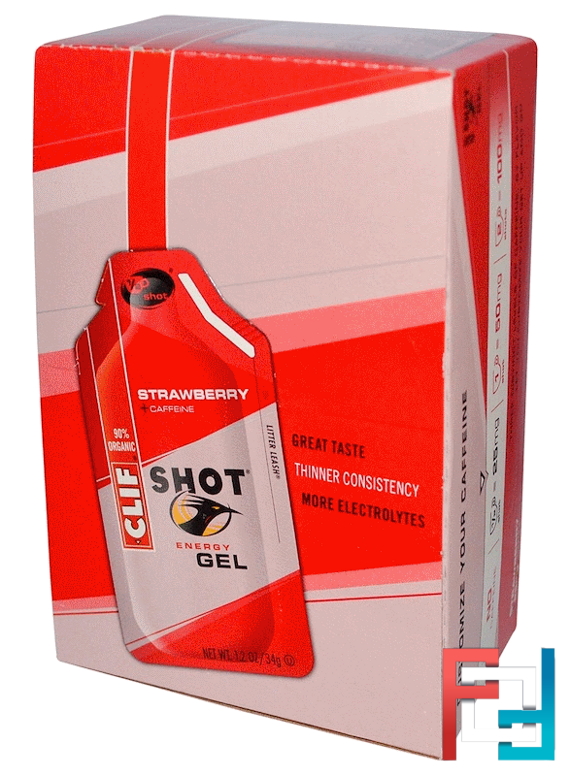 Shot Energy Gel, Strawberry + Caffeine, Clif Bar, 24 Packets, 1.2 oz (34 g) Each