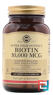 Biotin, Super High Potency, Solgar, 10.000 mcg, 120 Vegetable Capsules