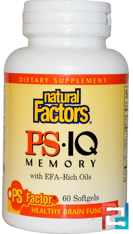 PS IQ Memory with EFA-Rich Oils, Natural Factors, 60 Softgels