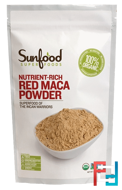 Red Maca Powder, Nutrient-Rich, Sunfood, 1 lb (454 g)