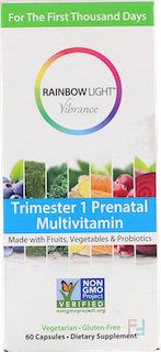 Vibrance, Trimester 1 Prenatal Multivitamin, Rainbow Light, 60 Capsules