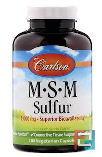 MSM Sulfur, Carlson Labs, 1000 mg, 180 Veggie Caps