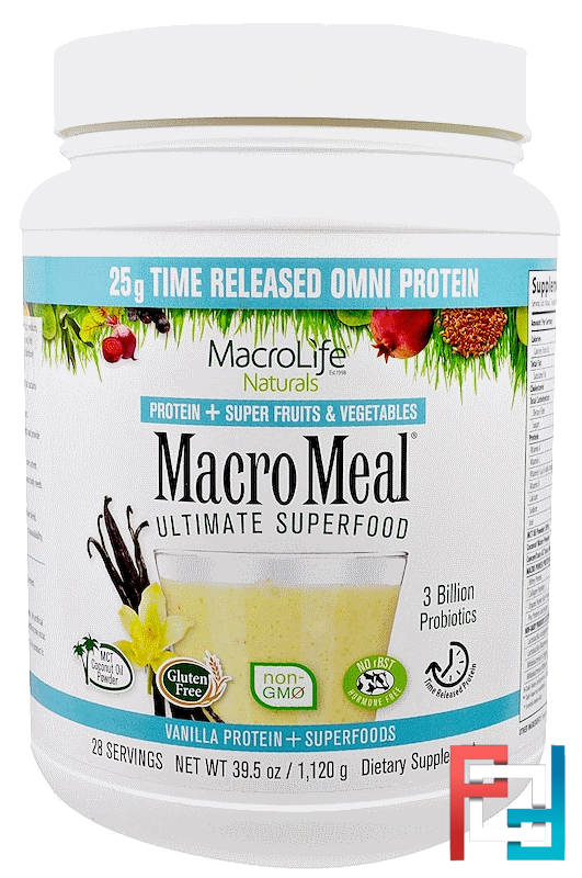 Vanilla, Macrolife Naturals, MacroMeal, Ultimate Superfood, 39.5 oz (1,120 g)