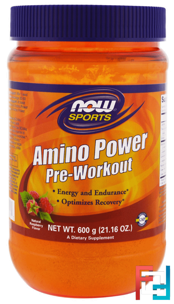 Amino Power Pre-Workout, Natural Raspberry Flavor, Now Foods, 600 g Amino Power Pre-Workout, Natural Raspberry Flavor, Now Foods, 600 g
