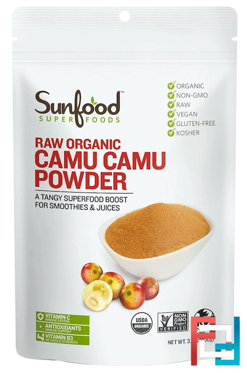 Raw Organic Camu Camu Powder, Sunfood, 3.5 oz, 100 g