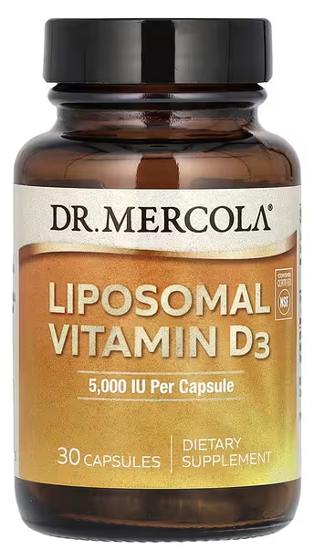 Липосомальный витамин Д3, 5000 МЕ, Liposomal Vitamin D3, Dr. Mercola, 5000 IU, 30 Capsules