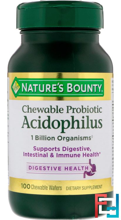 Chewable Probiotic Acidophilus with Lactis, Natural Strawberry Flavor, Nature's Bounty, 100 Chewable Wafers