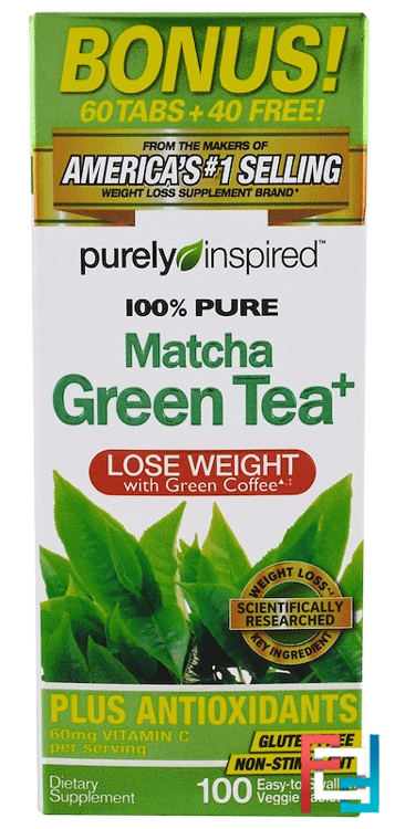 Pure Matcha Green Tea+, Purely Inspired, 100 Easy-to-Swallow Veggie Tablets