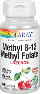 High Potency Methyl B-12, Natural Mango Peach, Solaray, 2500 mcg, 60 Lozenges