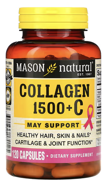 Коллаген 1500 с витамином C, Collagen 1500, Mason Natural, 120 Capsules