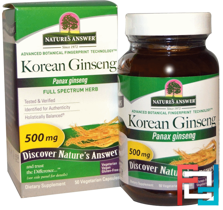 Korean Ginseng, Nature's Answer, 500 mg, 50 Vegetarian Capsules