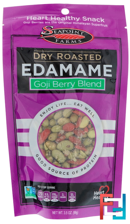 Dry Roasted Edamame, Goji Blend, Seapoint Farms, 3.5 oz, 99 g