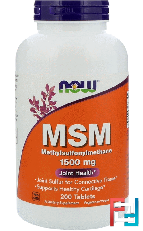 MSM, Methylsulphonylmethane, Now Foods, 1500 mg, 200 Tablets