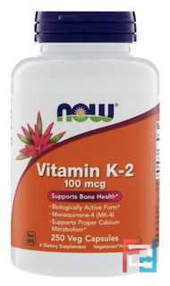 Now Foods, Vitamin K-2, 100 mcg , 250 Veg Capsules