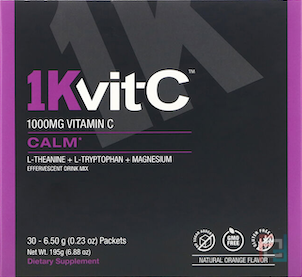 Vitamin C, Essential, Effervescent Drink Mix, Natural Orange Flavor, 1Kvit-C, 1,000 mg , 30 Packets, 0.24 oz, 6.90 g Each