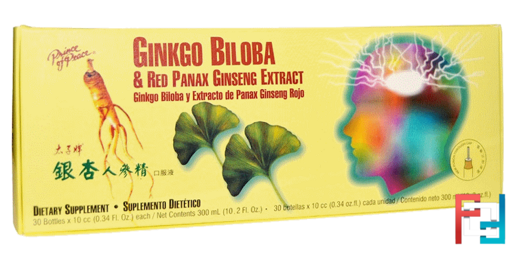 Ginkgo Biloba & Red Panax Ginseng Extract, Prince of Peace, 30 Bottles, 0.34 fl oz Each