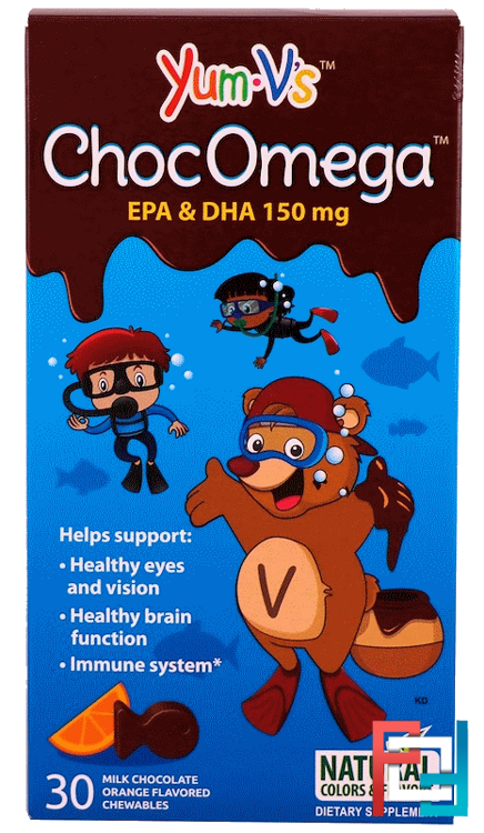 ChocOmega, Milk Chocolate Orange Flavor, Yum-V's, 30 Chewables