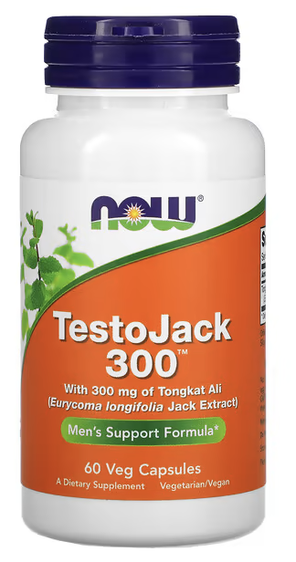 ТестоДжек 300, экстракта эврикомы длиннолистой (Eurycoma longifolia), TestoJack 300, NOW Foods, 300 mg, 60 Veg Capsules