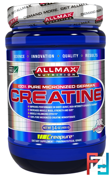 Моногидрат креатина, фармацевтическая степень чистоты, 100% Pure Micronized German Creatine, ALLMAX Nutrition, 400 g