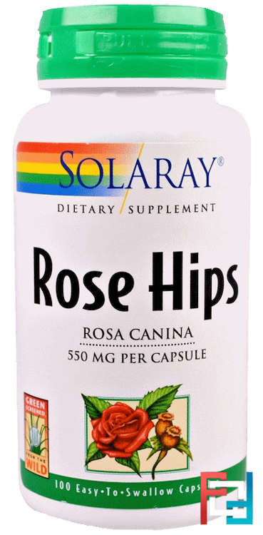 Rose Hips, 550 mg, Solaray, 100 Easy-To-Swallow Capsules