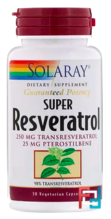 Super Resveratrol, Solaray, 30 Vegetarian Capsules