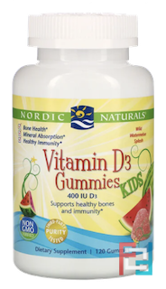 Vitamin D3 Gummies Kids, Nordic Naturals, 400 IU, 120 Gummies