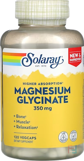 High Absorption Magnesium Glycinate, Solaray, 350 mg, 120 VegCaps