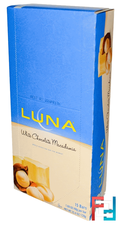 Luna, Whole Nutrition Bar For Women, White Chocolate Macadamia, Clif Bar, 15 Bars, 1.69 oz (48 g) Each