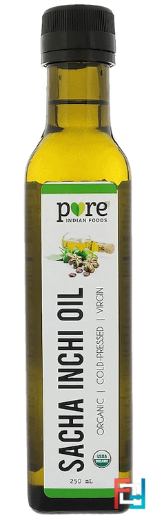 Organic Sacha Inchi Oil, Cold Pressed, Virgin, Pure Indian Foods, 250 ml