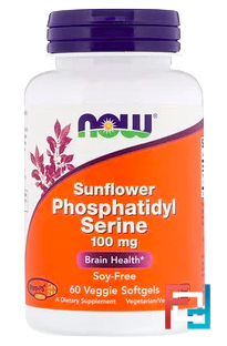 Sunflower Phosphatidyl Serine, Now Foods, 100 mg, 60 Veggie Softgels