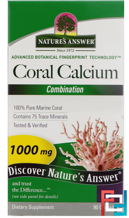 Coral Calcium, Combination, 1000 mg, Nature's Answer, 90 Capsules