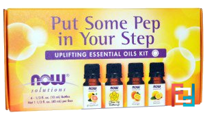 Essential Oils Kit, Put Some Pep in Your Step, Uplifting , Now Foods, 4 Bottles, 10 ml