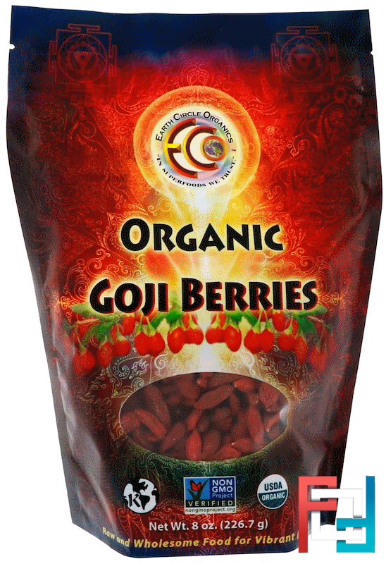 Raw & Organic Goji Berries, Earth Circle Organics, 8 oz, 227 g