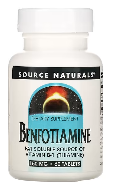 Бенфотиамин, Benfotiamine, Source Naturals, 150 mg, 60 Tablets