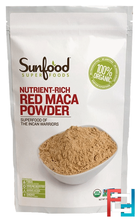 Raw Red Maca Powder, Sunfood, 8 oz (227 g)