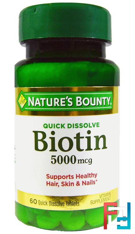 Biotin, Nature's Bounty, 5000 mcg, 60 Quick Dissolve Tablets