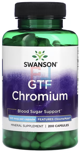 GTF хром, GTF Chromium, Swanson, 100 mcg, 200 capsules