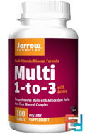 Multi 1-to-3, with Lutein, Iron-Free, Jarrow Formulas, 100 Tablets