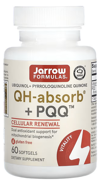 Убихинол, QH-Absorb и пирролохинолинхинон, Ubiquinol, QH - Absorb + PQQ, Jarrow Formulas, 30 Softgels