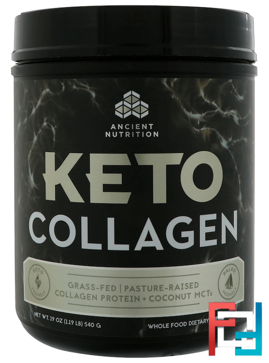 Keto Collagen, Grass-Fed, Pasture-Raised, Collagen Protein + Coconut MCTs, Dr. Axe / Ancient Nutrition, 19 oz (540 g)