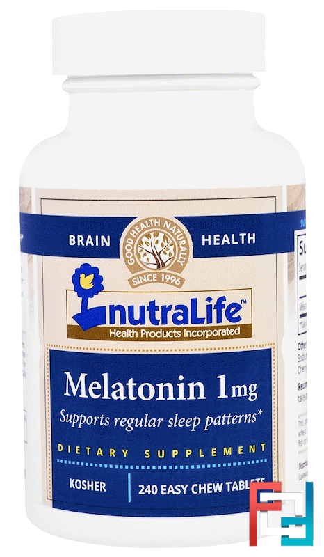 Melatonin, NutraLife, 1 mg, 240 Easy Chew Tablets