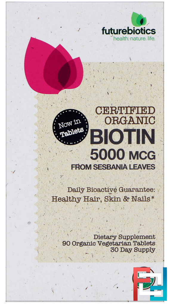 Organic Biotin, 5000 mg, FutureBiotics, 60 Organic Veggie Caps