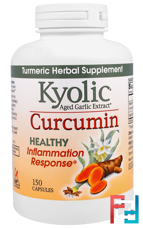 Aged Garlic Extract, Inflamation Response, Curcumin, Wakunaga - Kyolic, 150 Capsules