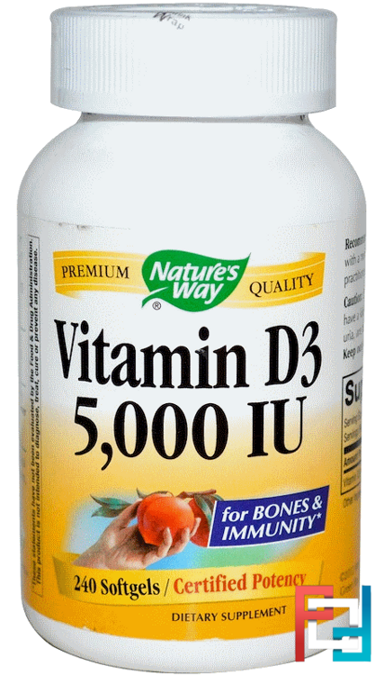 Vitamin D3, 5000 IU, Nature's Way, 240 Softgels