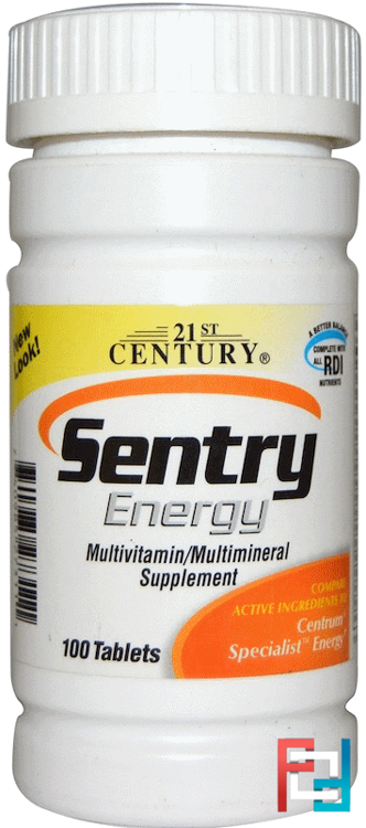 Sentry Energy, Multivitamin/Multimineral Supplement, 21st Century, 100 Tablets