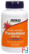 Pantethine, Double Strength, 600 mg, Now Foods, 60 Softgels