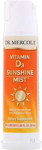 Vitamin D3 Sunshine Mist, Natural Orange Flavor, Dr. Mercola, 0.85 fl oz, 25 ml