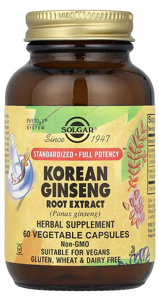 Экстракт корня корейского женьшеня, Korean Ginseng Root Extract, Solgar, 60 Vegetable Capsules